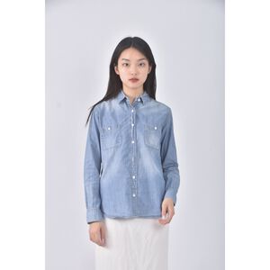 (S) uniqlo質感丹寧牛仔棉質純棉藍色長袖上衣二手衣