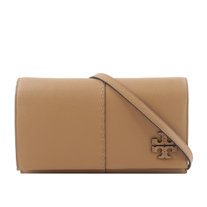 TORY BURCH McGRAW 鵝卵石皮革皮夾式斜背包/提拉米蘇