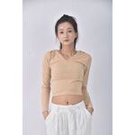(S) 【安于晴Charlene私服】evelyn質感連帽杏色長袖上衣二手衣, , large