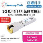 【曙曜】Lenovo 00AY240 相容 銅纜模組 光轉電 RJ45模組 mini-GBIC 1G CAT5e/CAT6 RJ45 100 公尺 熱插拔 3.3V 單電壓, , large