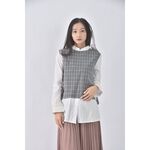 (S) tokoyo fashion質感格紋灰色短袖上衣二手衣, , large