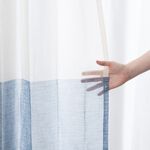 Ready-Made Sheer Curtains – Set of 2 Panels – "Blue Ocean Gradient" – Width 100cm, Height 163/208/238cm – Made in Taiwan – Beige & Blue Tones – Ocean Style – Machine Washable, , large