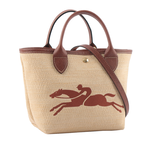 LONGCHAMP S號 LE PANIER PLIAGE 草編二用包/棕色, , large