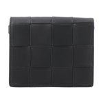 BOTTEGA VENETA Cassette 小羊皮編織小款斜背包/黑色, , large