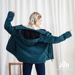 【Aith】日系麻花織染防風刷毛挺版保暖外套 M/寶石藍, , large