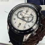 [星晴錶業]MASERATI手錶,46mm,R8871610001白色錶面黑錶殼深黑色真皮皮革錶帶款, , large
