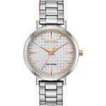 CITIZEN 星辰 光動能格紋女錶-36.5mm(EM0766-50A), , large