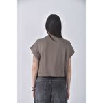 (S) 質感圓領棕色短袖上衣二手衣, , large