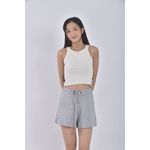 (3XL) 【里唯私服】meier q高腰坑紋鬆緊灰色短褲二手衣, , large