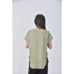 (S) girl s monday質感V領綠色短袖上衣二手衣, , large