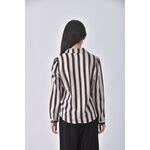 (S) 質感條紋杏色襯衫上衣二手衣, , large