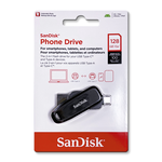 【SanDisk】Phone Drive DDC6 黑色 128G TYPE-C USB 3.2 雙用 OTG 旋轉隨身碟 讀取速度 100MB/s, , large
