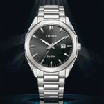 CITIZEN 星辰 光動能八角形經典大三針手錶 送禮推薦-銀x黑/41mm BM7600-81E, , large