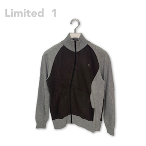 Asymmetric design stand collar jacket brown