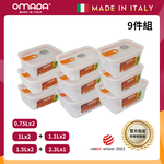 【義大利OMADA】主廚CHEF 單手易拉 PP保鮮盒0.75Lx2+1Lx2+1.1Lx2+1.5Lx2+2.3Lx1(嚴選九件組)灰色, , large