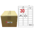 【龍德】LONGDER 三用電腦標籤 A4 30格 圓角 27.5*65mm可再貼1000張/箱 LD-852-WR-B(適用雷射、噴墨、影印), , large