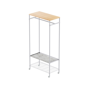 【Y HOUSE】90x45x185 (including wheel height) wooden top single pole clothes rack open clothes rack mobile clothes rack-platform white