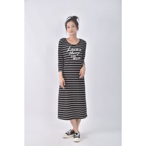 (S) t parts棉質條紋黑色洋裝二手衣