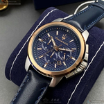[星晴錶業]MASERATI手錶,44mm,R8871621015寶藍色錶面玫瑰金錶殼寶藍真皮皮革錶帶款, , large