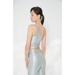 YOGA FLOW Skylar Bra - 單肩交叉鏤空短版上衣 - 亮銀 Silver Lustre, , large