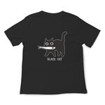 JZ TEE Black Cat - Fish in Mouth Graphic Tee, , large