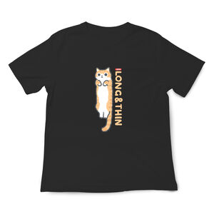 JZ TEE Orange Cat-Long Thin Graphic Tee