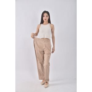 (XL) giordano高腰棉質素面杏色長褲二手衣