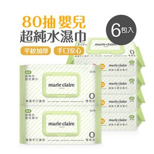 美麗佳人加厚嬰兒濕巾(80抽x6包) 純水加厚濕巾 純水濕巾 柔膚濕巾 EDI純水 加厚款 【旺達棉品】MC-DR80