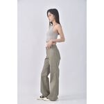 (XL) la chambre dine丹寧牛仔質感棉質綠色長褲二手衣, , large