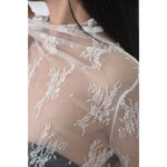 (S) 蕾絲透紗白色長袖上衣二手衣, , large