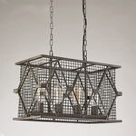 【H&R安室家】 53x29x30cm小號長方鐵網吊燈 ZA0116, , large