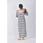 (S) 白線條藍色洋裝二手衣, , large