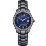 CITIZEN 星辰 光動能水晶奢華女錶-藍x黑 FE1255-84L, , large