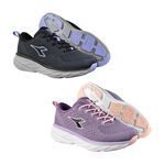 DIADORA迪亞多那 輕量避震慢跑鞋 女運動鞋 女鞋 透氣 針織 高彈鞋墊 緩震 回彈 吸震 厚底 耐磨 防滑 黑 紫, , large