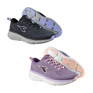 DIADORA迪亞多那 輕量避震慢跑鞋 女運動鞋 女鞋 透氣 針織 高彈鞋墊 緩震 回彈 吸震 厚底 耐磨 防滑 黑 紫