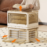 【AOTTO】45L升級加厚款五開門可疊加折疊收納箱-黃色5入(AL-250Y), , large