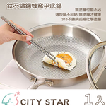 【CITY STAR】鈦316不鏽鋼28cm無塗層蜂窩平底煎鍋, , large