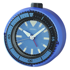 SEIKO 精工鮪魚罐頭 藍水鬼 滑動式秒針嗶嗶聲靜音貪睡造型鬧鐘 QHE207E