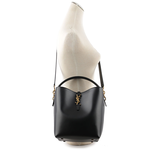 YSL LE 37 金釦小牛皮二用水桶包/黑色, , large