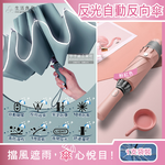 [日日好物]生活良品-10骨反光邊條抗風防潑水一甩即乾1鍵開收防暴衝慢回彈自動摺疊反向晴雨傘1支/袋(多款可選), , large