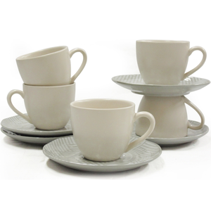 [豐名日本餐具] 咖啡杯五客入組 灰格 KANSAI / C00CS5-49