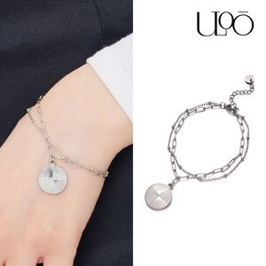 ULOO Glimmer 圓形設計圖騰手鍊-銀色 UB2000220