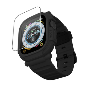 Elkson Apple Watch Ultra 49mm Quattro Pro 2.0一體成形錶帶9H鋼化膜-神秘黑