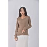 (M) manhattan質感圓領棕色長袖上衣二手衣, , large