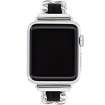 COACH Apple Watch 錶帶 38/41mm 適用 鍊帶結合皮錶帶- 銀x黑(不含手錶), , large
