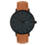 【PICONO】Siempre minimalist brown leather strap couple watch-Dark green / SI-10902 Men, , large