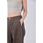 (L) uniqlo高腰丹寧牛仔質感棉質純棉棕色長褲二手衣, , large