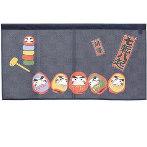 日本製【コスモ】短門簾《達摩七福神》幸運藍