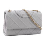Tory Burch Fleming 縫線納帕皮革翻蓋二用包/海灣灰, , large