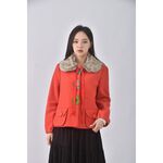 (S) a la sha質感跳色橘色外套二手衣, , large